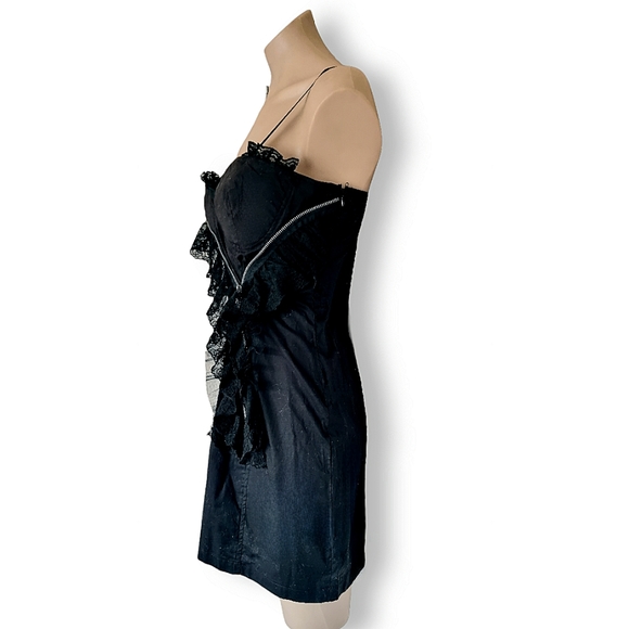Gothic / grunge vintage 2000's Y2k, black dress with lace trim fits AU 8 10 12 - Picture 6 of 8